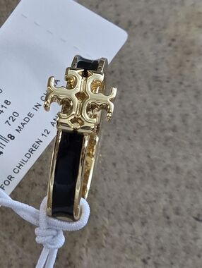 Tory BURCH Gold & Black Logo Hinge Bracelet